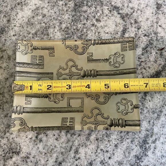 Glass Rectangle Key Tray Side Table Dish Catchall Entryway Home Decor - Picture 3 of 5